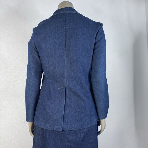 Vintage 70s Mr. Mort Denim Jean Skirt Suit 2 Piece Blazer Jacket & Skirt Set USA - Picture 5 of 12